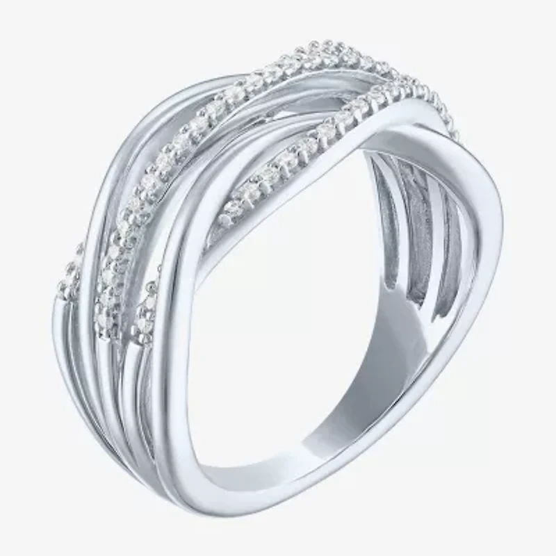 (G-H/ I1-I2) Womens 1/4 CT. T.W. Lab Grown White Diamond Sterling Silver Band
