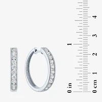 (G-H / I1-I2) Womens 1 CT. T.W. Lab Grown White Diamond Sterling Silver 23.2mm Hoop Earrings