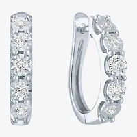 (G-H / I1-I2) Womens 1/2 CT. T.W. Lab Grown White Diamond Sterling Silver 21.4mm Hoop Earrings