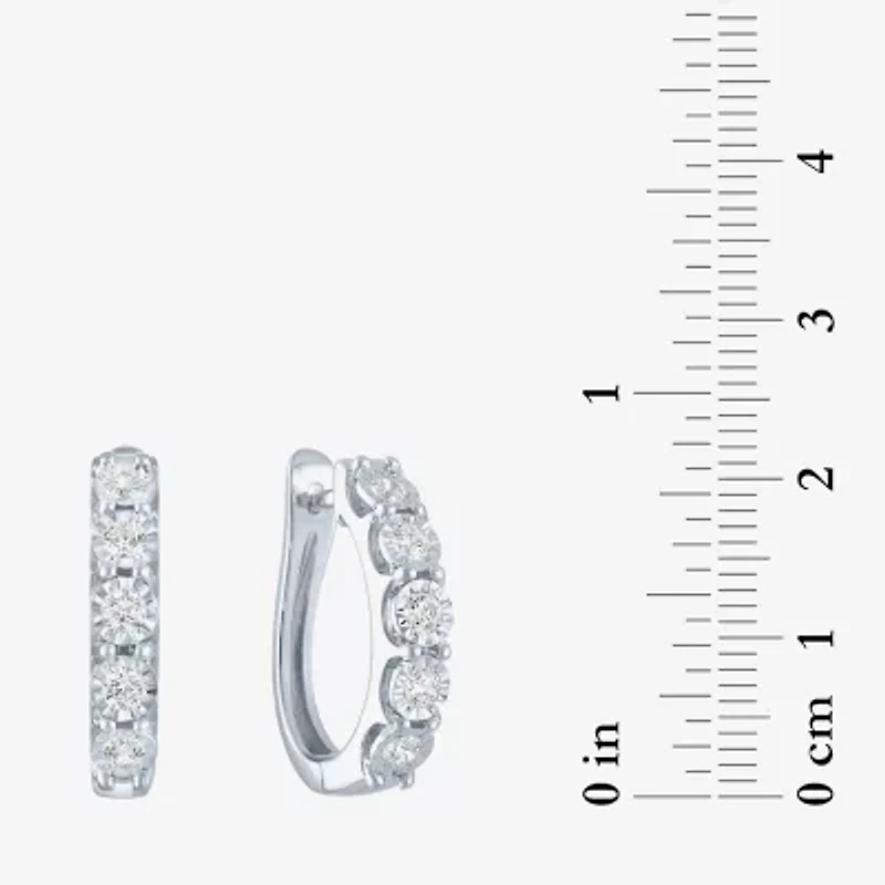 (G-H / I1-I2) Womens 1/2 CT. T.W. Lab Grown White Diamond Sterling Silver 21.4mm Hoop Earrings