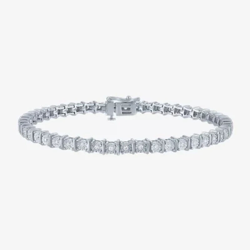 (G-H/ I1-I2) Womens 1/2 CT. T.W. Lab Grown White Diamond Sterling Silver 7.25 Inch Tennis Bracelet