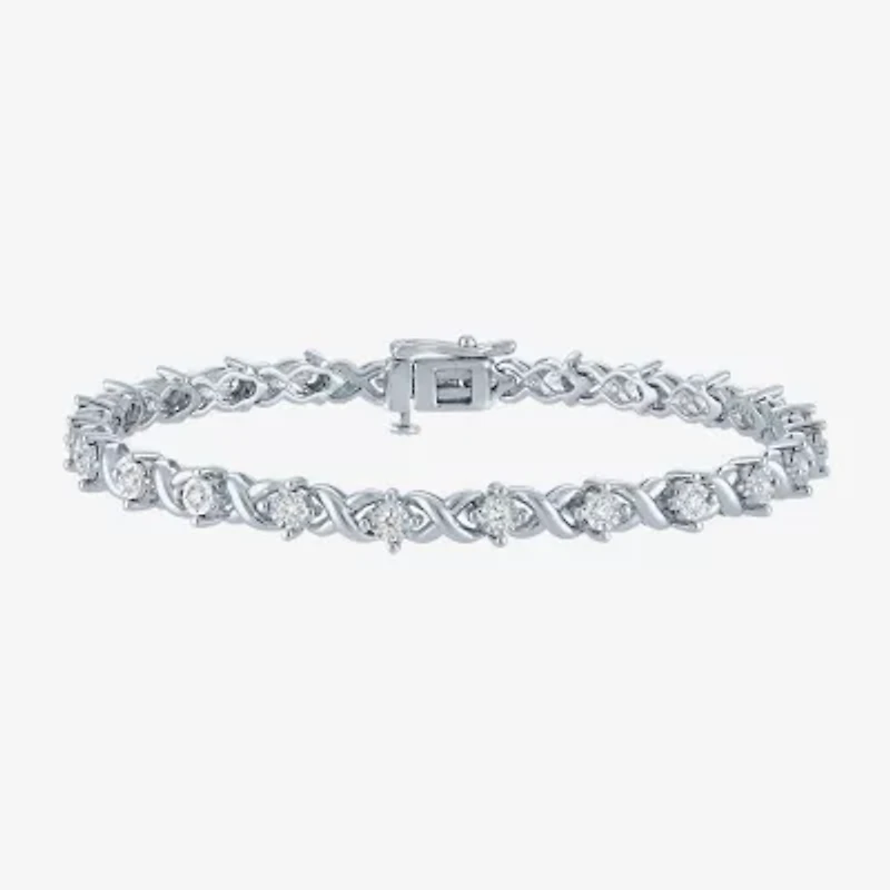 (G-H/ I1-I2) Womens 1/2 CT. T.W. Lab Grown White Diamond Sterling Silver 7.25 Inch Tennis Bracelet