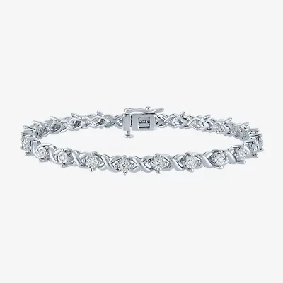 (G-H/ I1-I2) Womens 1/2 CT. T.W. Lab Grown White Diamond Sterling Silver 7.25 Inch Tennis Bracelet
