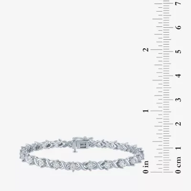 (G-H/ I1-I2) Womens 1/2 CT. T.W. Lab Grown White Diamond Sterling Silver 7.25 Inch Tennis Bracelet