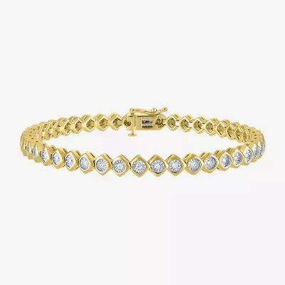 G-H/ I1-I2) Womens 1/2 CT. T.W. Lab Grown White Diamond 14K Gold Over Silver Sterling Silver 7.25 Inch Tennis Bracelet