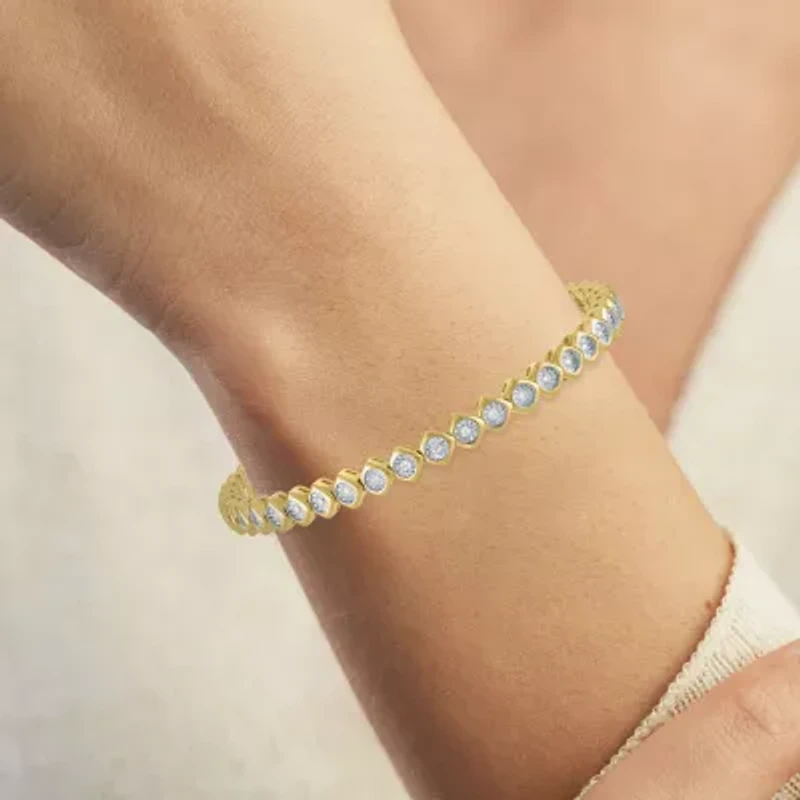 G-H/ I1-I2) Womens 1/2 CT. T.W. Lab Grown White Diamond 14K Gold Over Silver Sterling Silver 7.25 Inch Tennis Bracelet
