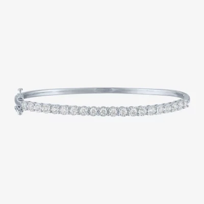 (G-H/ I1-I2) Womens 1 CT. T.W. Lab Grown White Diamond Sterling Silver Bangle Bracelet