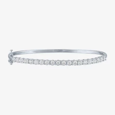 (G-H/ I1-I2) Womens 1 CT. T.W. Lab Grown White Diamond Sterling Silver Bangle Bracelet