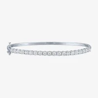 (G-H/ I1-I2) Womens 1 CT. T.W. Lab Grown White Diamond Sterling Silver Bangle Bracelet
