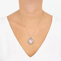 Mother And Child Womens Pink Sterling Silver Cameo Heart 18 Inch Pendant Necklace