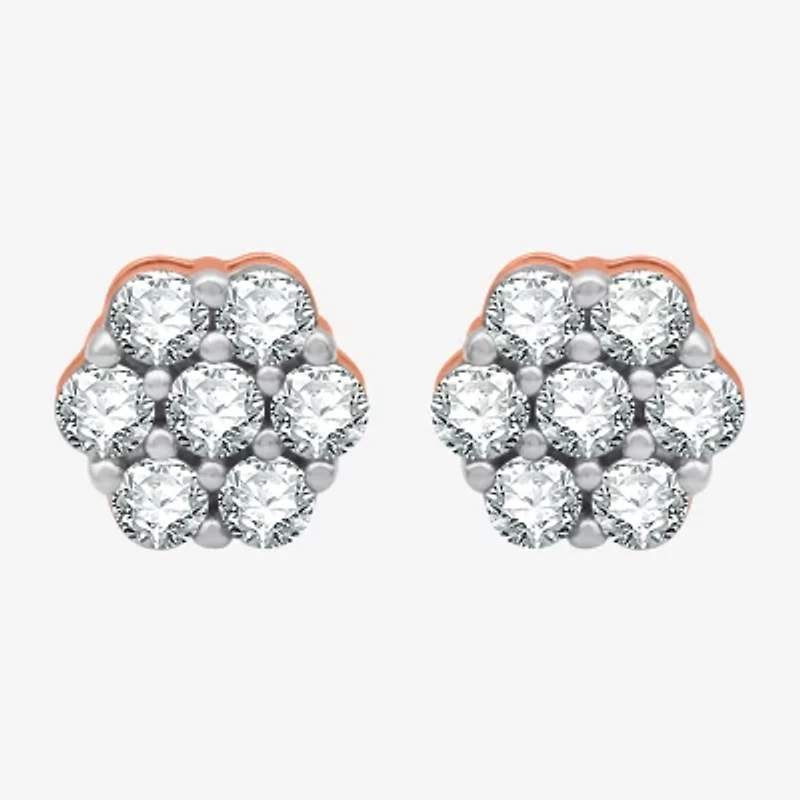 Diamond Blossom 1 CT. T.W. Natural White Diamond 10K Rose Gold 8.7mm Stud Earrings