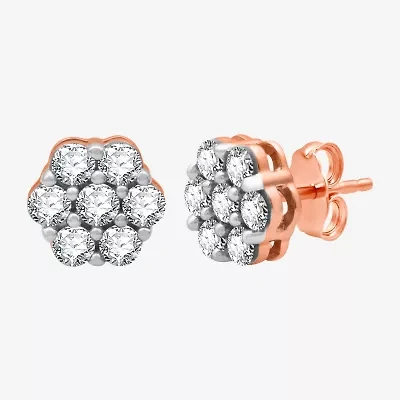Diamond Blossom 1 CT. T.W. Natural White Diamond 10K Rose Gold 8.7mm Stud Earrings