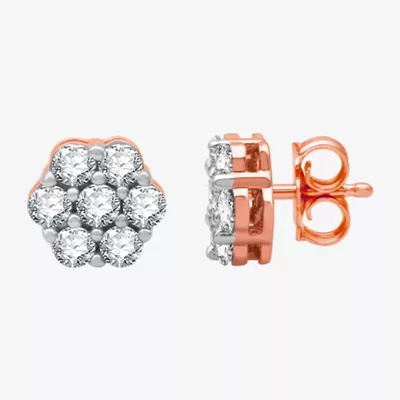 Diamond Blossom 1 CT. T.W. Natural White Diamond 10K Rose Gold 8.7mm Stud Earrings