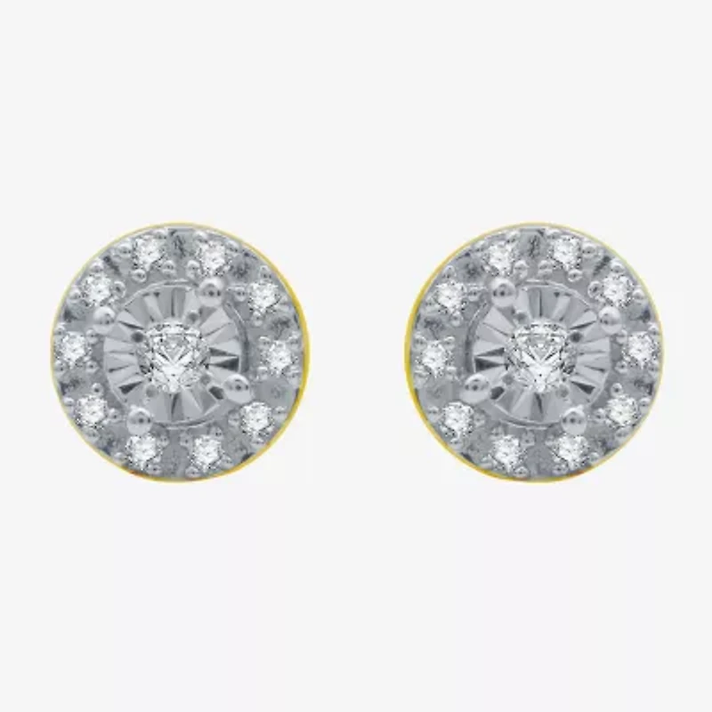 1/10 CT. T.W. Natural White Diamond 14K Gold Over Silver 6.7mm Round Stud Earrings