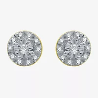 1/10 CT. T.W. Natural White Diamond 14K Gold Over Silver 6.7mm Round Stud Earrings