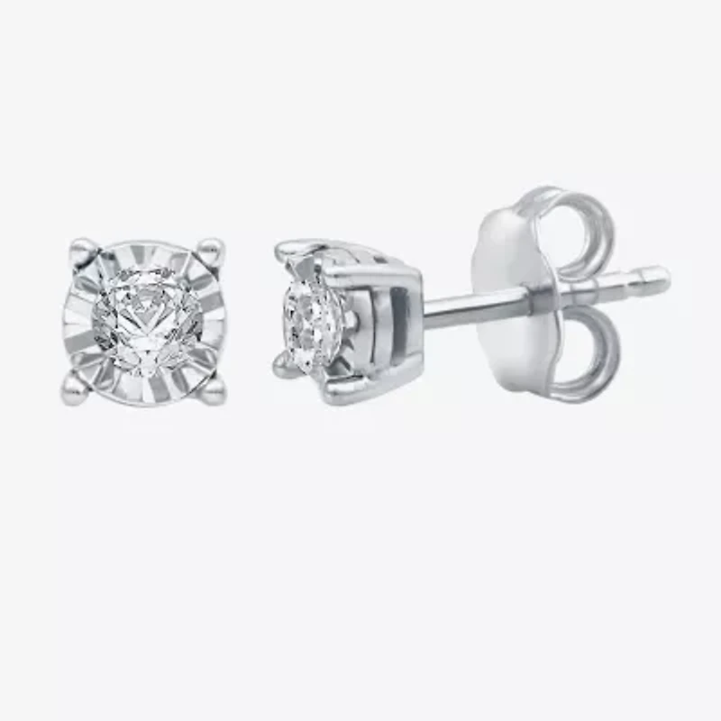 1/6 CT. T.W. Natural White Diamond 5.6mm Sterling Silver Stud Earrings