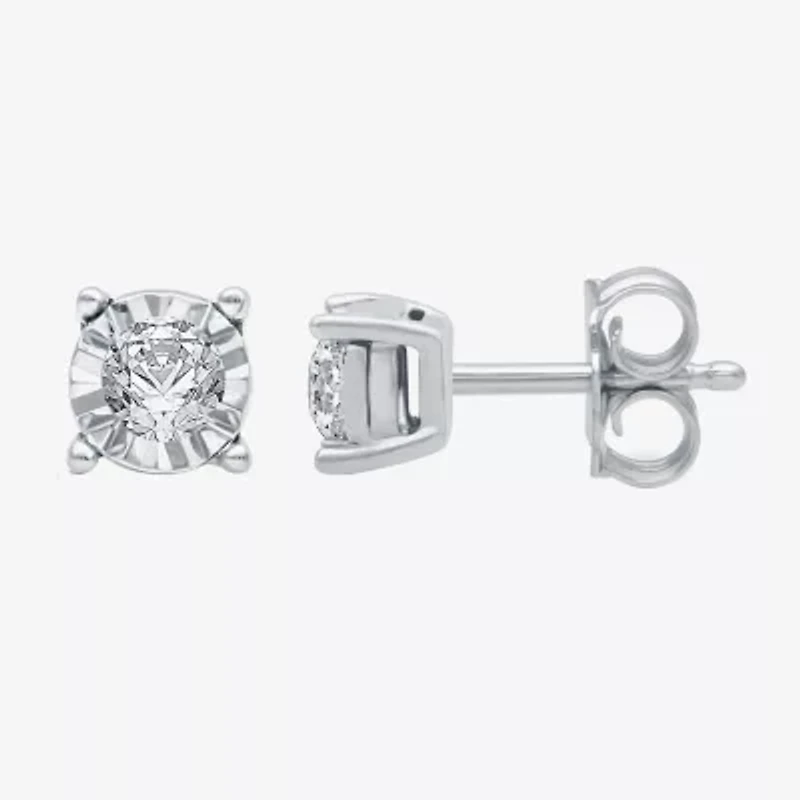 1/6 CT. T.W. Natural White Diamond 5.6mm Sterling Silver Stud Earrings
