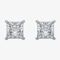 1/6 CT. T.W. Natural White Diamond 5.3mm Princess Sterling Silver Stud Earrings