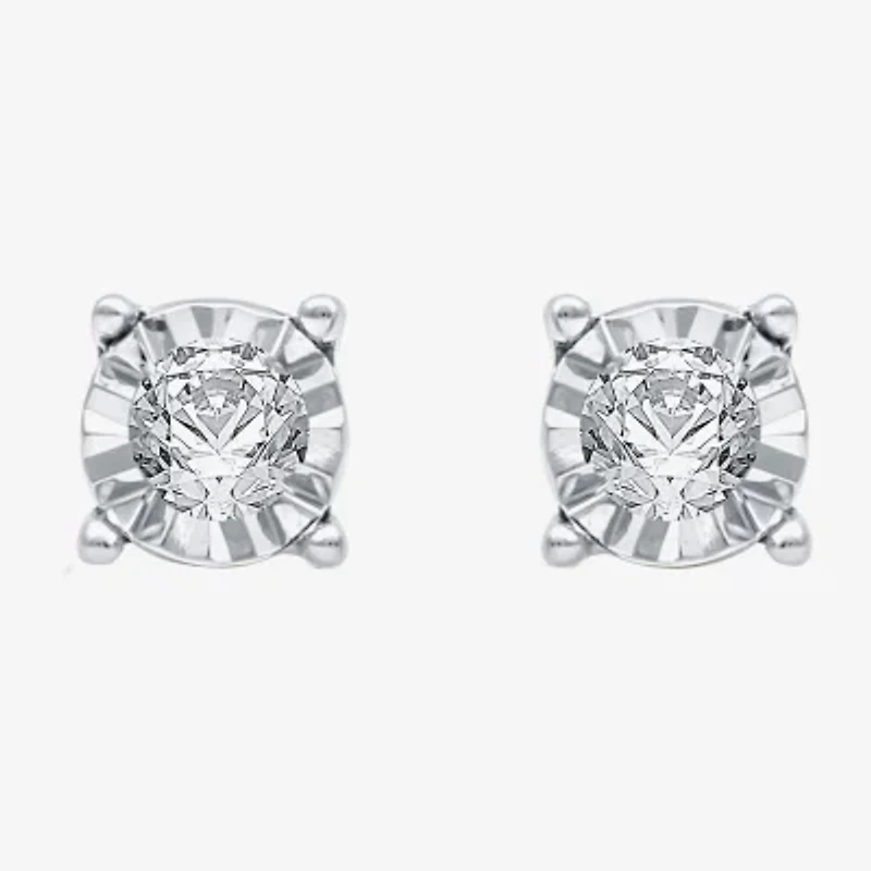 1/6 CT. T.W. Natural White Diamond Sterling Silver 5.6mm Round Stud Earrings