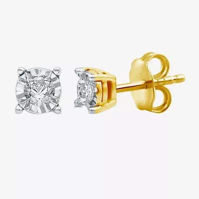 1/6 CT. T.W. Natural White Diamond 14K Gold Over Silver 5.6mm Round Stud Earrings