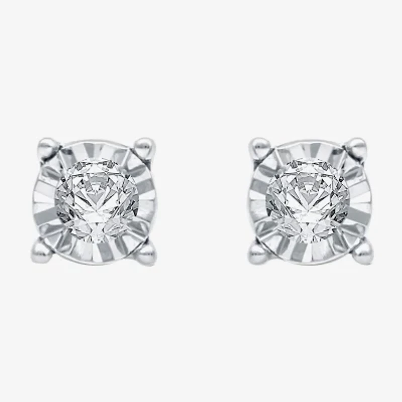 1/6 CT. T.W. Natural White Diamond 14K Gold Over Silver 5.6mm Round Stud Earrings