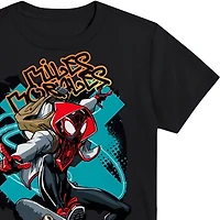 Miles Morales Little & Big Kid Boys Crew Neck Short Sleeve Regular Fit Spiderman Graphic T-Shirt