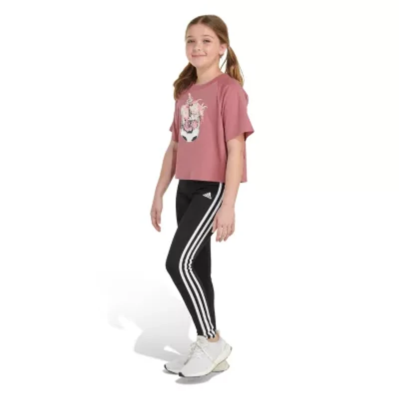 adidas Big Kid Girls Crew Neck Short Sleeve Regular Fit Graphic T-Shirt
