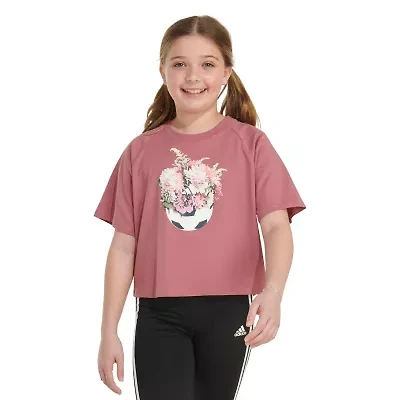 adidas Big Kid Girls Crew Neck Short Sleeve Regular Fit Graphic T-Shirt