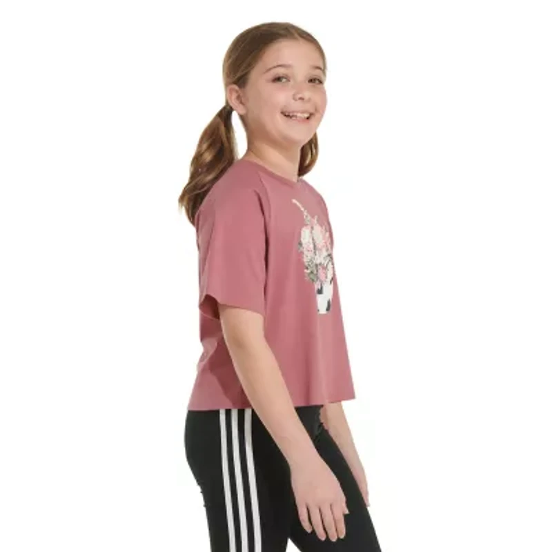 adidas Big Kid Girls Crew Neck Short Sleeve Regular Fit Graphic T-Shirt