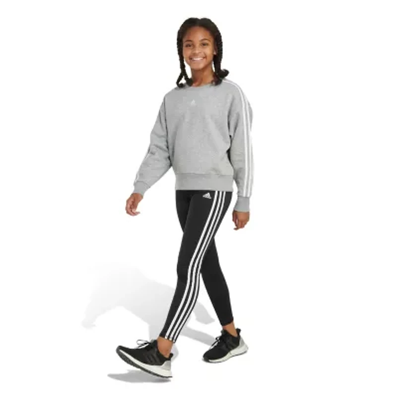 adidas Big Kid Girls Crew Neck Fleece Embroidered Long Sleeve Sweatshirt