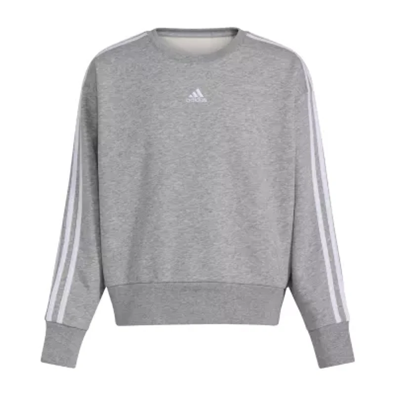adidas Big Kid Girls Crew Neck Fleece Embroidered Long Sleeve Sweatshirt