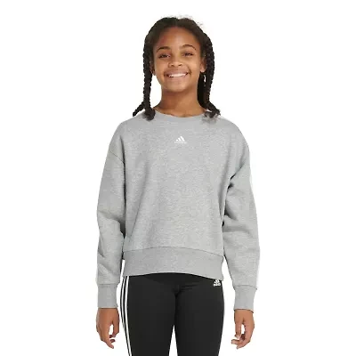 adidas Big Kid Girls Crew Neck Fleece Embroidered Long Sleeve Sweatshirt