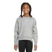 adidas Big Kid Girls Crew Neck Fleece Embroidered Long Sleeve Sweatshirt