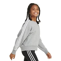 adidas Big Kid Girls Crew Neck Fleece Embroidered Long Sleeve Sweatshirt