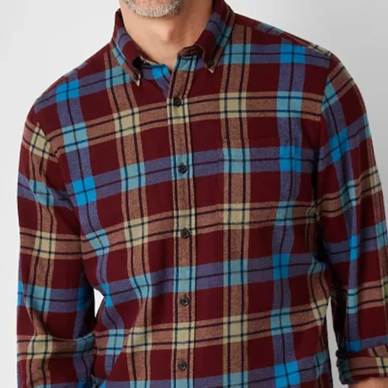 St. John's Bay Mens Long Sleeve Classic Fit Flannel Shirt
