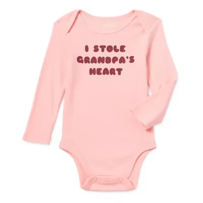 Okie Dokie Baby Girls Round Neck Long Sleeve Rib Bodysuit