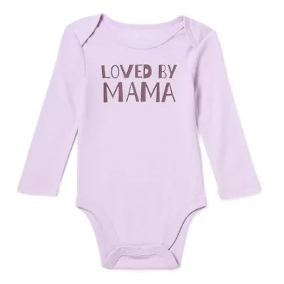 Okie Dokie Baby Girls Round Neck Long Sleeve Rib Bodysuit