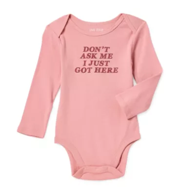 Okie Dokie Baby Girls Round Neck Long Sleeve Rib Bodysuit