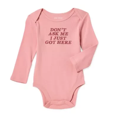 Okie Dokie Baby Girls Round Neck Long Sleeve Rib Bodysuit