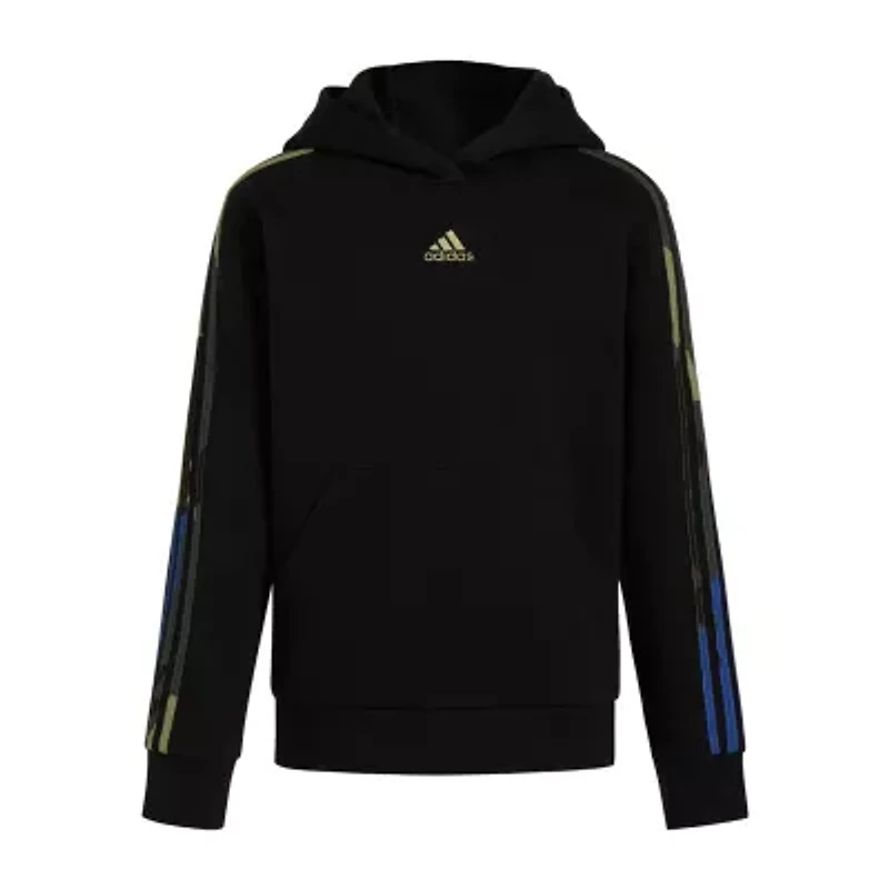 adidas Big Kid Boys Long Sleeve Embroidered Fleece Active Hoodie