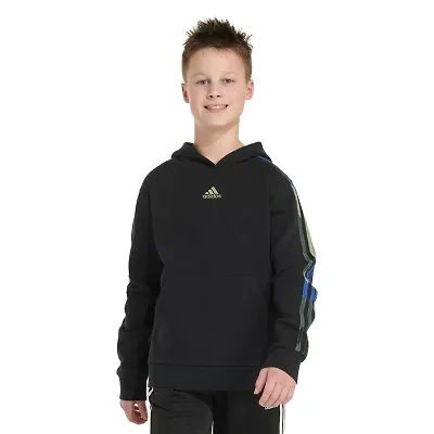 adidas Big Kid Boys Long Sleeve Embroidered Fleece Active Hoodie