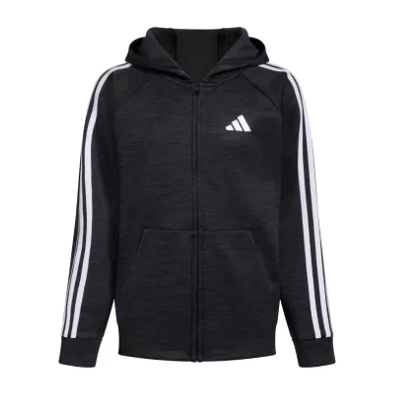 adidas Big Kid Boys Fleece Hooded Midweight Jacket