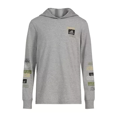 adidas Big Kid Boys Hooded Long Sleeve Active T-Shirt