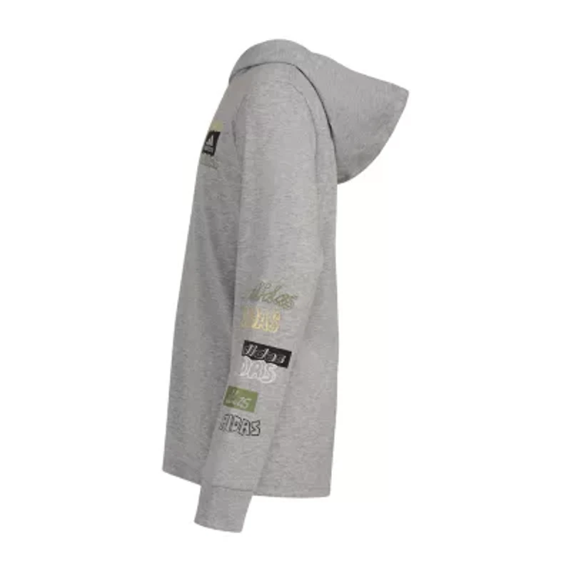 adidas Big Kid Boys Hooded Long Sleeve Active T-Shirt