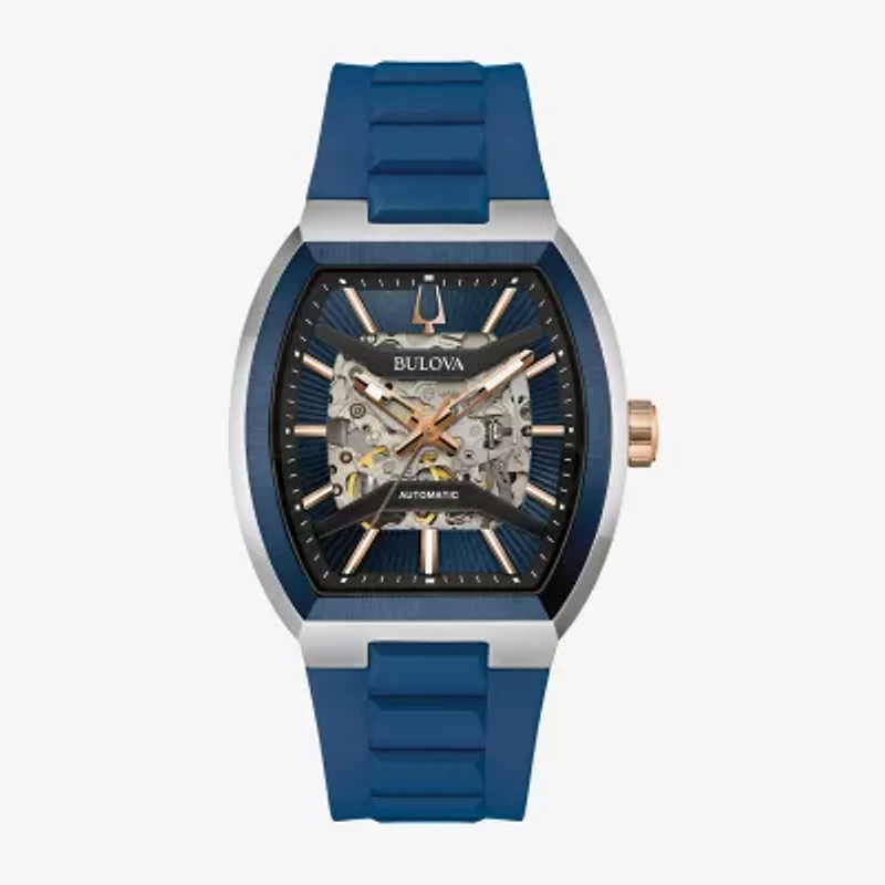 Bulova Maquina Mens Automatic Blue Strap Watch 98a318