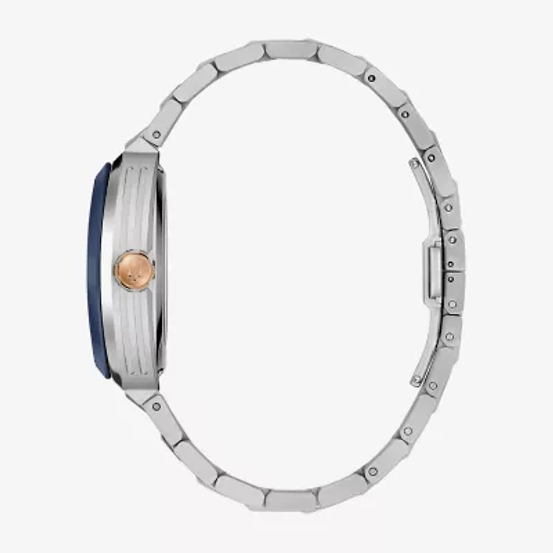 Bulova Maquina Mens Automatic Silver Tone Stainless Steel Bracelet Watch 98a319