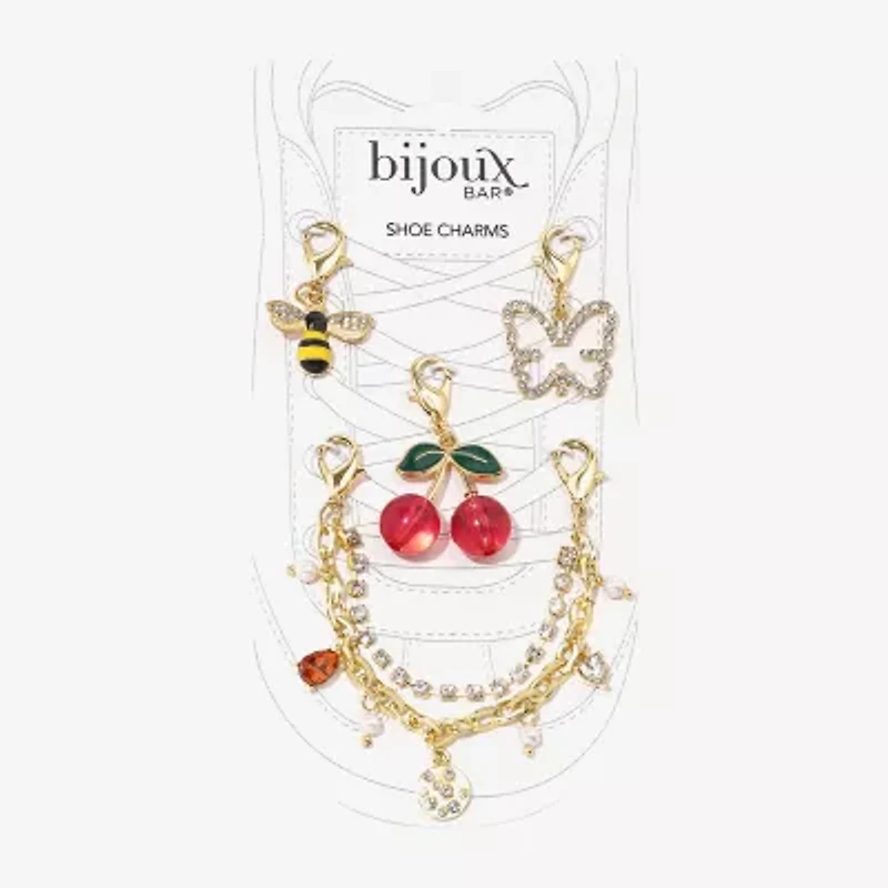 Bijoux Bar Gold Tone Butterfly Cherries Shoe Charm