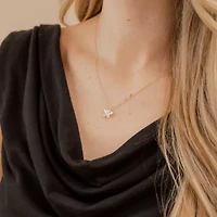 Flower (Si2/G) Womens 3/4 CT. T.W. Lab Grown Yellow Diamond 10K Gold Flower 18 Inch Pendant Necklace