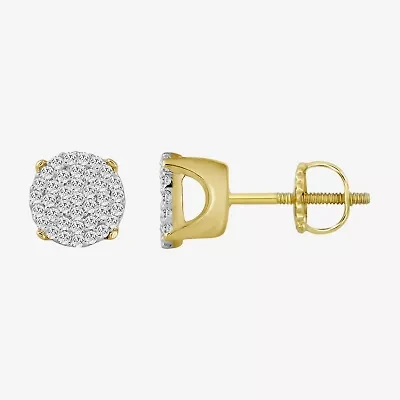 1/5 CT. Natural White Diamond 10K Gold 6.7mm Round Stud Earrings