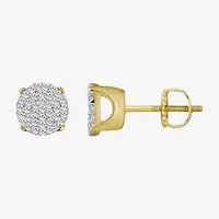 1/5 CT. Natural White Diamond 10K Gold 6.7mm Round Stud Earrings